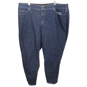 Lands End Mid‎ Rise Straight Leg Dark Wash Denim Jeans Women's Size 26W